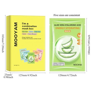 5pz/Scatola <span class=keywords><strong>Maschera</strong></span> <span class=keywords><strong>Viso</strong></span> Idratante all'Aloe Vera e Acido Ialuronico, <span class=keywords><strong>Maschera</strong></span> <span class=keywords><strong>Rinfrescante</strong></span> al Tè Verde, Ciliegia, Carota, Cactus e Niacinamide - Product Image 6