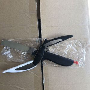 2024 nuevo conveniente 2 en 1 cocina inteligente tijeras para picar alimentos rebanador de frutas y verduras tijera tabla de cortar tijeras - Product Image 4