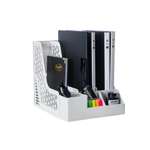 Organisateur de bureau multifonctionnel en plastique HALO, porte-revues avec compartiment de rangement pour stylos, support pour fournitures de bureau pour la maison - Product Image 2