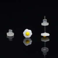 Wholesale Cute Fried Egg Stud Earrings 6mm Mini Acrylic Resin Sunny Side up 0.05g Clear Post Tiny Kawaii Food Jewelry