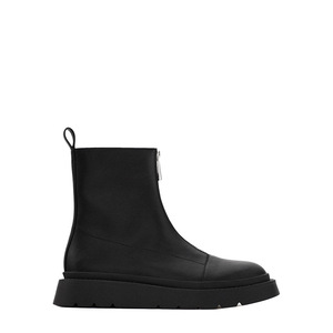 Short Boots: Women's Flat Bottomed Autumn and Winter New Front Zipper Boat Style Thick Soled Chimney Boots, Versatile, Simple <strong>Ro</strong> - Product Image 3