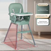 Chaise haute et table pour bébé en gros, chaise de croissance réglable en plastique pour enfants, chaise haute pliable en un clic