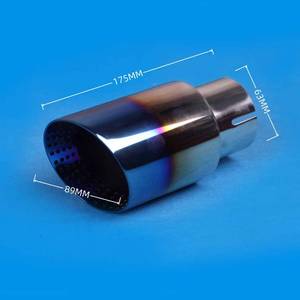 Punta de escape universal de acero inoxidable de 3.5 pulgadas, <span class=keywords><strong>azul</strong></span> quemado, corte inclinado, pulido espejo, para silenciador y tubo de escape, pieza exterior de coche - Product Image 2