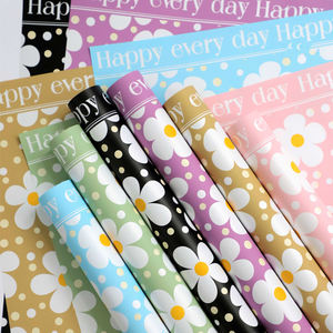 Vivace colorato <span class=keywords><strong>carta</strong></span> da imballaggio floreale con graziosa <span class=keywords><strong>margherita</strong></span> e modello Frangipani materiale impermeabile per mazzi <span class=keywords><strong>di</strong></span> regali e fioraio - Product Image 1