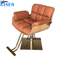 Kisen Offres Spéciales 2024 chaise de barbier antique vintage hydraulique avec cadre en argent doré base ronde pour la beauté des dames