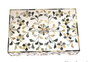 Joyero de diseño moderno marroquí con diseño de madreperla con incrustaciones de flores para decoración del hogar y regalo para mejorar - Product Image 3
