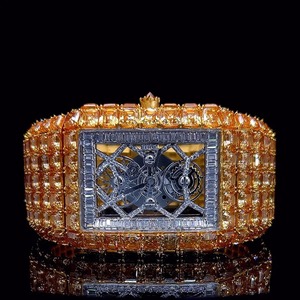 Reloj de Moda con Diamantes de Imitación Estilo Hip Hop, Exclusivo para Hombre, con Moissanita Baguette, Claridad VVS, Cuarzo, Personalizado - Product Image 3