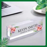 4 Pcs Plaque d'identification en acrylique pour le bureau Plaque d'identification personnalisée vierge en verre acrylique transparent pour les enseignants de bureau Employés