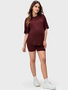 Vêtements de maternité en bambou, shorts à épaules tombantes, pyjama de grossesse en bambou pour femmes, ensemble de pyjama court de grossesse, vêtements de nuit - Product Image 6