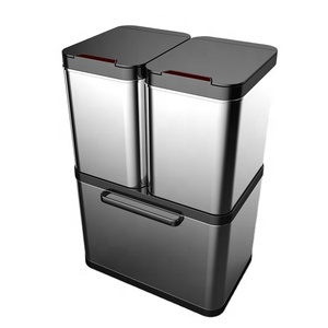Large capacity Touchless Boxes Bin Stainless Steel Automatic Sensor Dustbin Rubbish