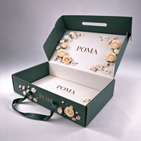 Boîte d'expédition en carton ondulé verte en gros, personnalisable avec poignée en ruban pour commandes en gros de marques