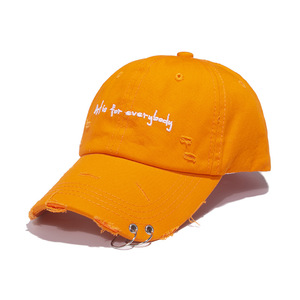 조정 가능한 찢어진 남성과 여성 야구 모자 링이있는 빈티지 코튼 아빠 모자 - Product Image 3