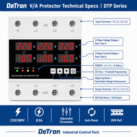 Protecteur de tension triphasé CA réglable CE 4P 63A/100A avec écran LCD, protection contre les surtensions/sous-tensions 5kVA pour centre de données