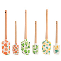 Spatule en silicone de qualité alimentaire pour la pâtisserie, outil de cuisson, racloir à manche rond, spatule à crème et à gâteau, motif fruit - Offre spéciale