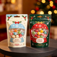 Sac à fermeture éclair en forme de bonhomme de neige mignon, sac de Noël personnalisé pour emballer des collations, des bonbons et des cadeaux pour les fêtes