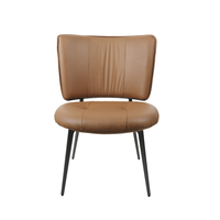 Chaise de salle à manger rembourrée moderne, luxe léger, durable, minimaliste, avec pieds en fer fins, en cuir, pour hôtel boutique, restaurant haut de gamme