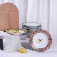 Ensemble de 4 bols à pâtes en porcelaine dure céramique Heritage Floral, colorés, avec décor sous glaçure, compatibles micro-ondes et lave-vaisselle