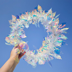 <b>Heart</b> Shaped Plastic Wreath With Stars Wall <b>Hanging</b> Decoration For Holiday Ornaments And Birthday Gifts - Product Image 4