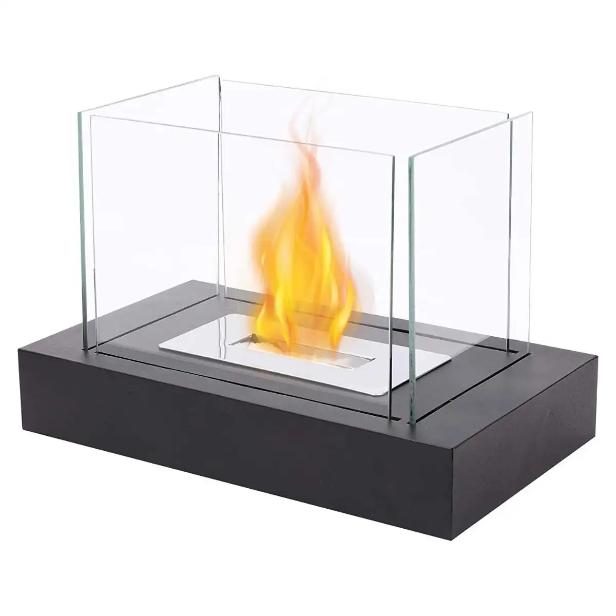 SUNBOW dikdörtgen kapalı masa üstü biyoetanol şömine taşınabilir masa üstü biyo etanol şömine Tischkamin kürk ateş çukuru cam