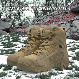 รองเท้าบูทหุ้มข้อสูงแบบใหม่สำหรับฤดูใบไม้ร่วง/ฤดูหนาว QZ รองเท้าบูทเดินป่าสำหรับผู้ชาย รองเท้าบูทสำหรับเดินในหิมะและทะเลทราย พร้อมพื้นรองเท้าด้านใน EVA พื้นรองเท้าด้านนอก PU และระบบรองรับแรงกระแทก - Product Image 1