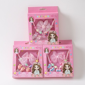 Ensemble de pinces à cheveux et barrettes en tissu pour filles, motif princesse dessin animé, couleur bonbon, mignon - Product Image 1