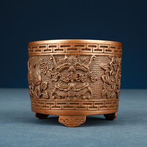 Portalápices de cobre púrpura, diseño redondo auspicioso, artículos de papelería para el hogar y la oficina, artesanía - Product Image 2