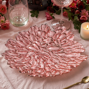Assiettes de présentation de mariage élégantes <span class=keywords><strong>en</strong></span> <span class=keywords><strong>verre</strong></span> réutilisables or/argent/<span class=keywords><strong>bleu</strong></span>/rose pour banquets et tables de réception à domicile - Product Image 4