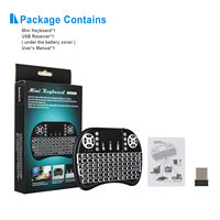 Keyboard Mini Nirkabel Rii I8+ dengan Lampu Latar 2.4g dan Touchpad, Keyboard Genggam untuk PC, Android, TV Box