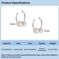 Boucles d'oreilles à clip en argent S925 avec perle artificielle, style coréen, bijoux pour femmes