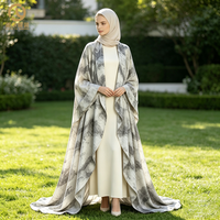 Fabricant de vêtements musulmans en marque blanche, ODM personnalisé, robe Abaya ouverte tie-dye en tissu texturé, tenue modeste contemporaine