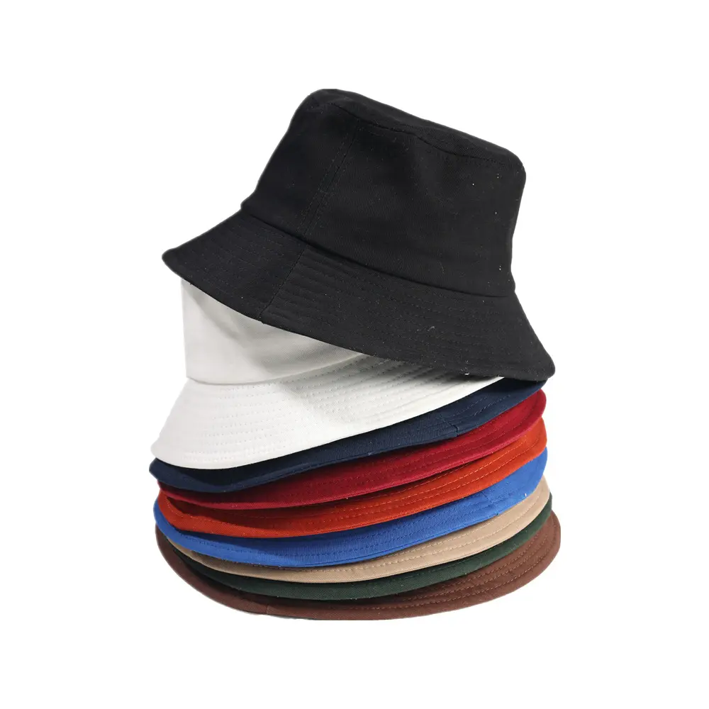 Benutzer definierte LOGO Pure Cotton Fisherman Hut einfarbig Adult Summer Beach Sonnenblende Kappen Unisex Blank Plain Bucket Hats