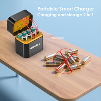 Li ion Nimh pengisi daya baterai AA isi daya 5V 3A 15W USB-C 8 Slot pengisi daya portabel hibrid pintar untuk baterai Nimh Li ion AA