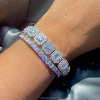 Cluster 8mm 10mm 12mm Grand Tennis Chaîne Main Bracelet VVS Moissanite 925 Sterling Silver Tennis Chaîne Hommes Lien Collier
