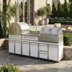 Mobile da <span class=keywords><strong>Cucina</strong></span> Modulare di Lusso per Esterni in Acciaio Inossidabile Personalizzato con Lavello e Piano di Lavoro Elettrodomestici per Griglia BBQ per Ristorazione e Centri Commerciali - Product Image 2