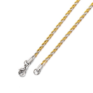 Kalung Logam Baja Anti Karat Lapis Emas dan Perak Berkualitas Tinggi Rantai Tali Pria - Product Image 3