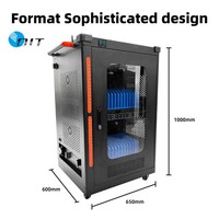 Chariot de recharge CE personnalisable en usine avec 15/30/45/60 baies et ports USB-C pour tablettes, iPad, téléphones portables, ordinateurs portables et Chromebooks