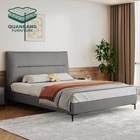 Ensemble de lit moderne QUANBANG avec tête de lit, cadre de lit pleine grandeur, coussin en cuir souple, pour appartement, maison, hôtel