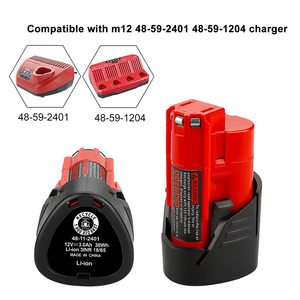 交換用ミルウォーキーm12バッテリー12V3.0AH4.0AHミルウォーキー用リチウムイオンバッテリー電動工具バッテリー