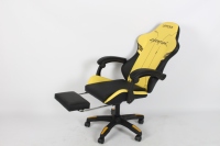 Fauteuil de jeu tournant minimaliste moderne 4D accoudoir en acier inoxydable cuir synthétique PU haute qualité pour la maison et le bureau