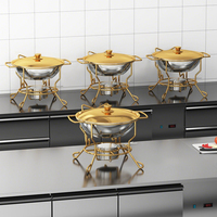 Offre spéciale Plats à friture ronds dorés 4,5L en acier inoxydable pour buffet de traiteur