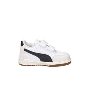 Baskets Puma pour enfants, blanc et noir, talon de 2 cm, fermeture Velcro, chaussures en toile tendance - Product Image 5