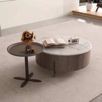 Table Basse Ronde Portable de Luxe Moderne et Élégante – Ensemble Table à Thé en Bois Écologique pour Salon – Meuble de Maison Tendance