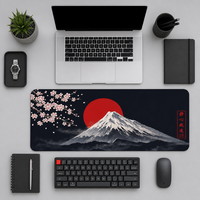 Tapis de souris de jeu XL anti-rayures, motif samouraï japonais Bushido en aquarelle, base en caoutchouc antidérapante, bords cousus, tapis de bureau