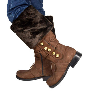 Stivali in Pelle PU per Autunno Inverno, Scarpe Natalizie, Stivali con Pelliccia Bianca per Halloween, Stivali al Ginocchio per Capodanno, Vendita all'Ingrosso - Product Image 3