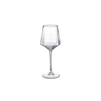 Verre à vin à long pied 420 ml, corps facetté, coupe haute transparente, pour vin rouge et vin blanc, idéal pour les restaurants