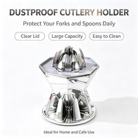Ensemble de couverts d'hôtel Diamond avec support doré chromé à facettes, fourchettes, cuillères, couteaux et couvercles transparents – Vente en gros pour OEM