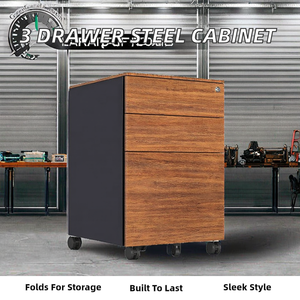 Commercial Modern <b>Metal</b> Workshop Furniture 3 Drawer Steel Pedestal Mobile- Rolling <b>Filing</b> Storage <b>Cabinet</b> Locker - Product Image 2