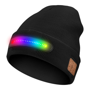 5h IP68 impermeable USB recargable LED faros gorra linterna <span class=keywords><strong>Bluetooth</strong></span> gorro de punto con Control táctil para deportes al aire libre - Product Image 3