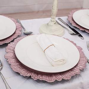 Piatti per caricabatterie di barriera corallina in plastica di alta qualità piatti per caricabatterie rotondi in <span class=keywords><strong>spugna</strong></span> floreale decorazione per feste di matrimonio - Product Image 5