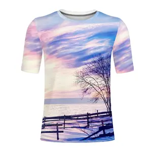 2023 men cycle jersey T-shirts road bicycle shirt sleeve cycle clothing Customized color Purple landscape Breathable